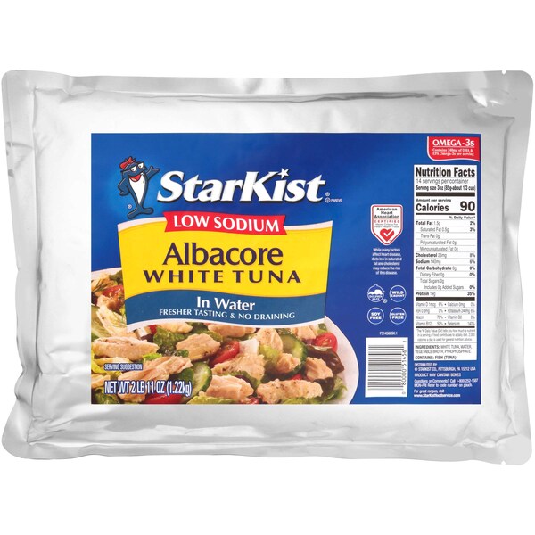 Albacore Tuna Low Sodium Pouch 43 oz., PK6